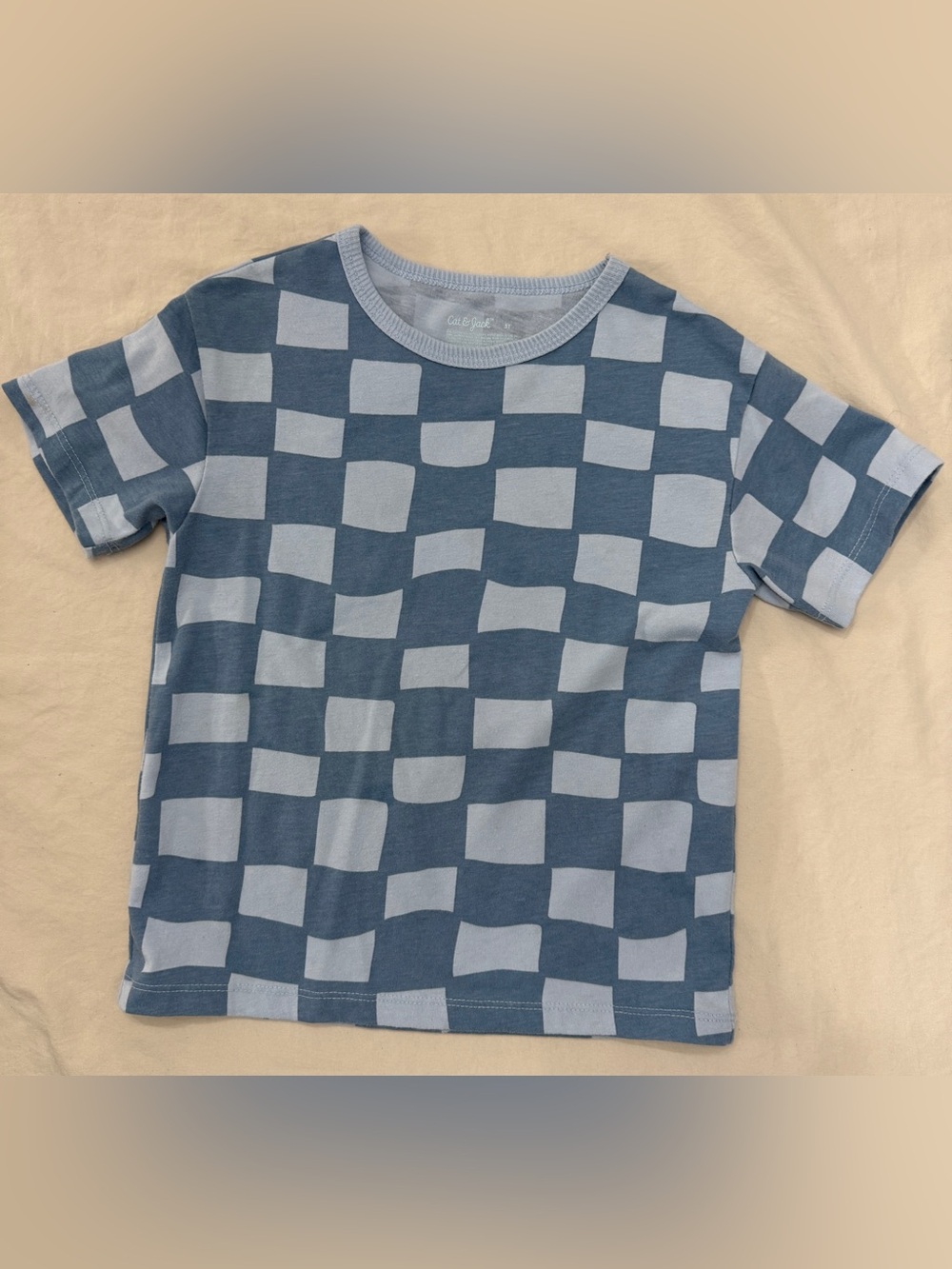 Cat & Jack Blue Checkerboard Short Sleeve Tee